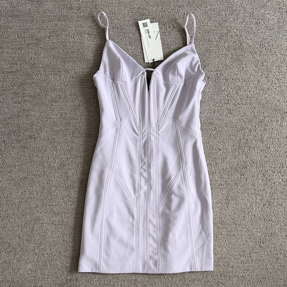 NWT ZARA Elegant Lavender Spaghetti Strap Dress size XS